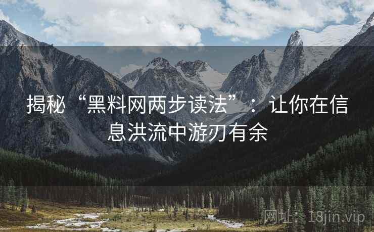 揭秘“黑料网两步读法”:让你在信息洪流中游刃有余 揭秘“黑料网两步读法”:让你在信息洪流中游刃有余